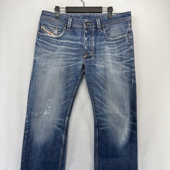 Diesel Jeans Mens 33x30 FIt 34x30 Regular Straight Whisker Larkee Button Fly y2k - Picture 2 of 12